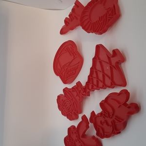 Vintage Tupperware Red Holiday Cookie Cutters Lot of 7